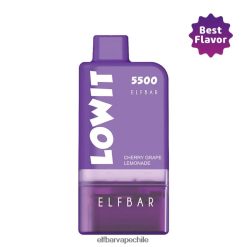 Comprar Vape Elf Bar - ELFBAR LOWIT 5500 kit de cápsulas precargadas vaina de limonada de uva cereza + batería morada Z8PRPD371